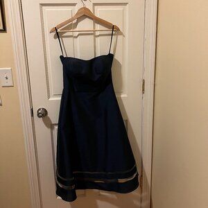 Alfred Sung Blue Sateen Bridesmaid's dress